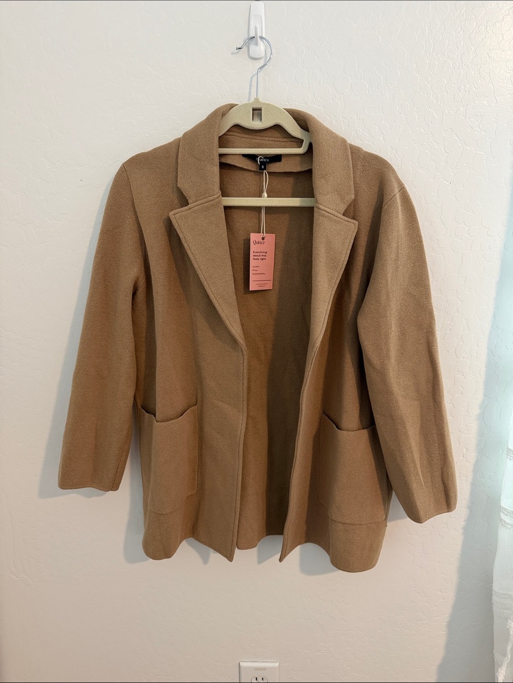 Quince Camel Oversized Women's Blazer Sweater